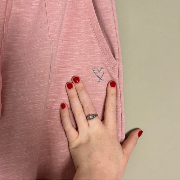 Victorias Secret Pink Jogger Sweatpants Silver Heart Size Small - Picture 3 of 6